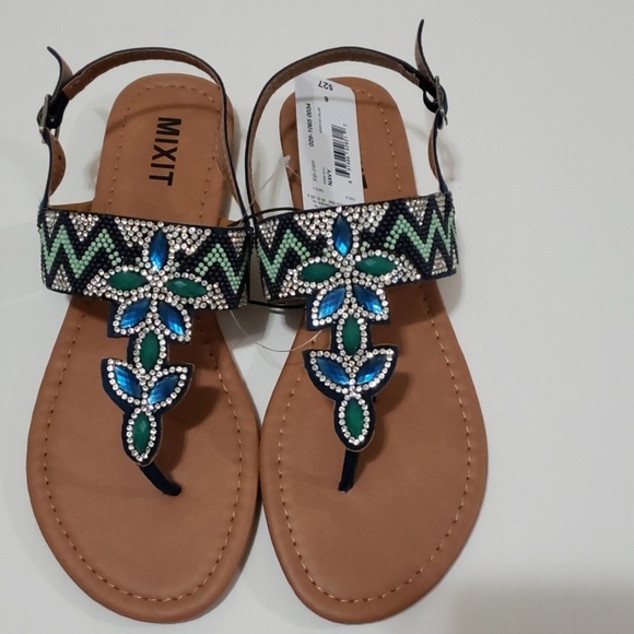 Blue Rhinestone Sandals - Picture 3 of 5